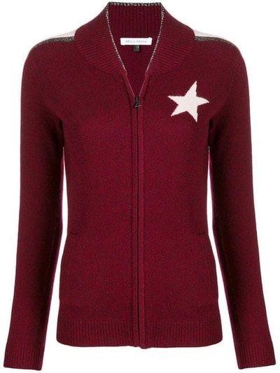Bella Freud Star Knitted Zip Up Jacket In Red