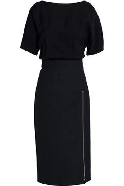 Amanda Wakeley Woman Zip-detailed Crepe And Ponte Dress Black