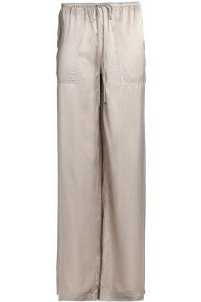 Amanda Wakeley Woman Satin Wide-leg Pants Light Gray