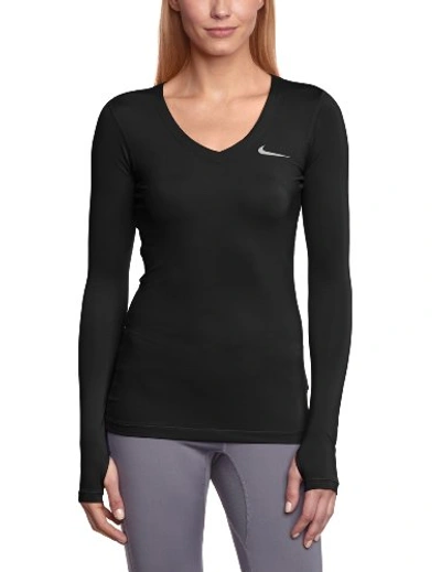 Nike Pro Core Fitted Long-sleeve Womens Shirt In Black/white | ModeSens