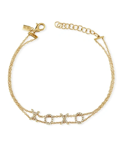 Ef Collection 14k Gold Diamond Xoxo Bracelet