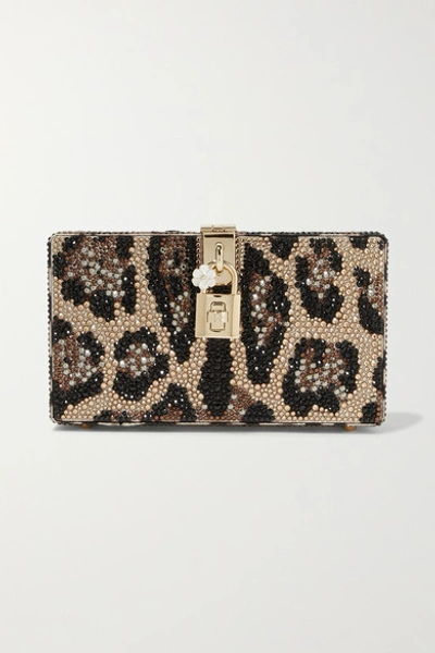 Dolce & Gabbana Dolce Leopard-print Crystal Beaded Box Clutch Bag In Leopard Print