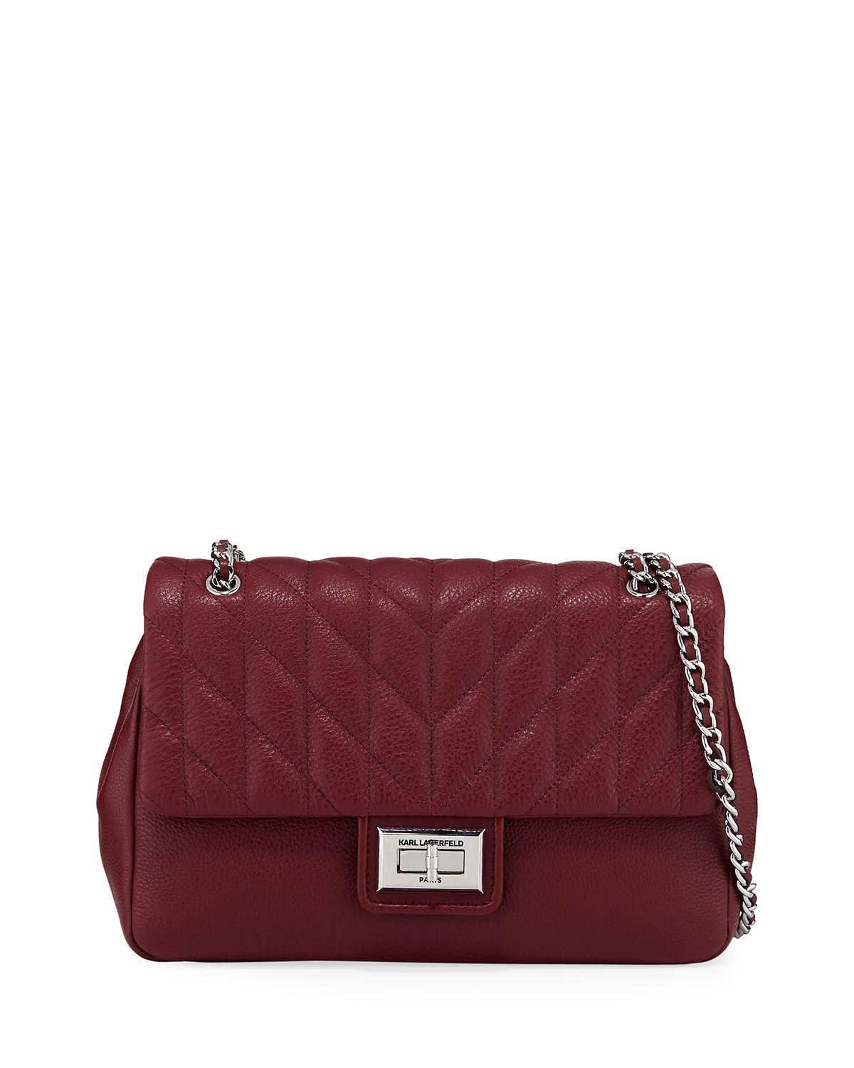 Karl Lagerfeld Agyness Quilted Leather Shoulder Bag In Merlot ModeSens