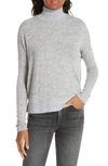 Rag & Bone Bowery Dropped-shoulder Button-back Turtleneck Sweater In Light Heather Grey