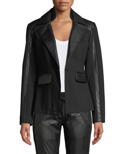 Blanc Noir Castro Ponte Leather Lace-up Blazer In Black