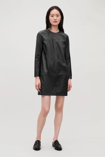 chinese dress ladies Soft Cotton Raffia and Suede Leather Dress – Akris Inc main image 1