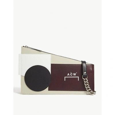 A-cold-wall* Corbusier Shapes Leather Clutch In Maroon  Black Cream
