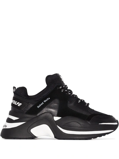 Naked Wolfe Black Track Double Leather Sneakers