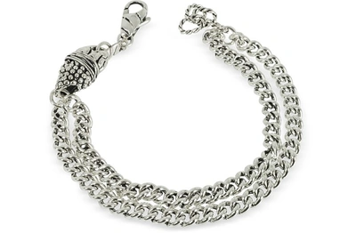 Giacomo Burroni Designer Men's Bracelets Etruscan Double Chain Bracelet In Argent