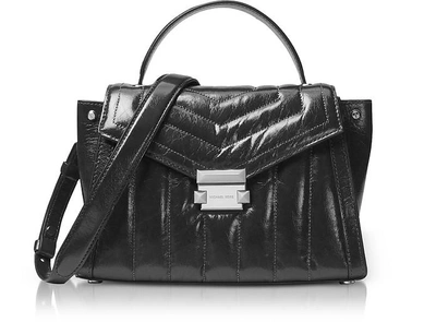 Michael Kors Whitney Medium Quilted Leather Satchel In Black