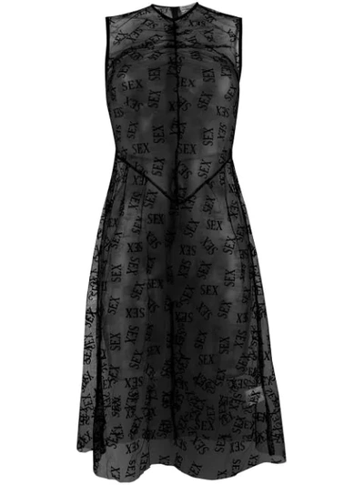 Ashley Williams Sleeveless Printed Mesh Dress In Black