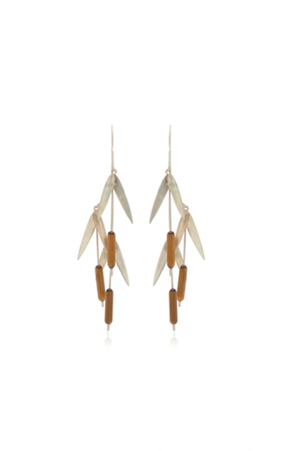 Annette Ferdinandsen Cat Tail Clusters 14k Gold And Tiger Eye Earrings