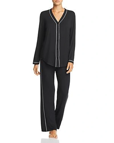 Naked Luxury Button-front Pj Set In Black