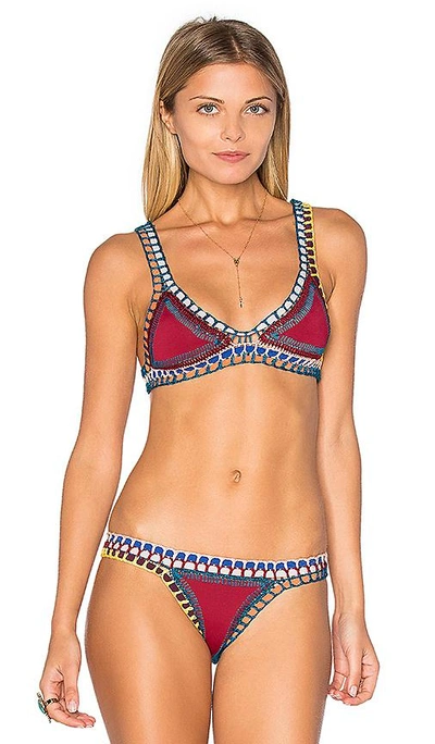 Kiini Soley Triangle Bikini Top In Red & Multi