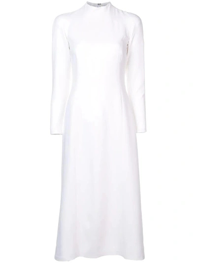 Carolina Herrera Turtle Neck Maxi Dress In White