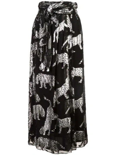 Carolina Herrera Silk Printed Maxi Skirt In Black