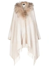 Fendi Touch Of Fur Poncho In Neutrals