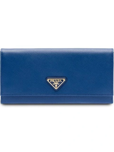 Prada Continental Wallet In Blue