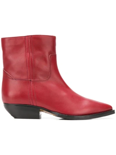 The Seller Low Heeled Ankle Boots - Red