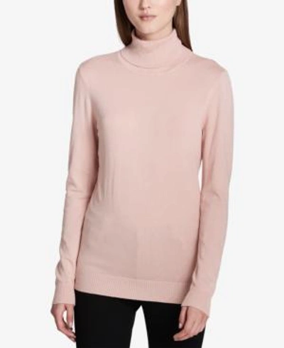Calvin Klein Solid Turtleneck Sweater In Blush