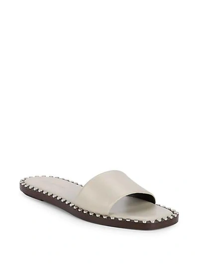 Alexander Wang Lola Leather Studded Slide Sandals In Smoke