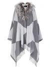 Fendi Touch Of Fur Poncho In Grey