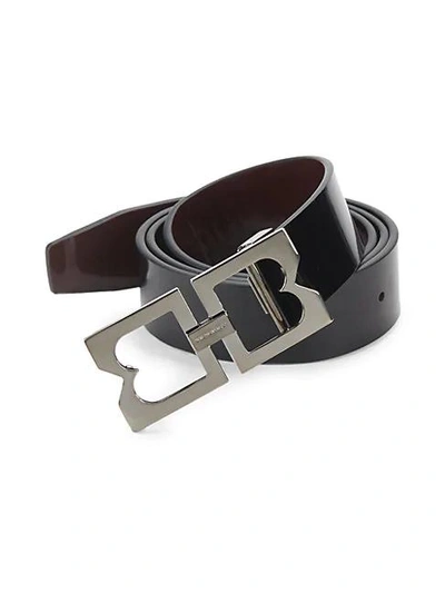 Bruno Magli Double-buckle Patent Leather Belt In Brown