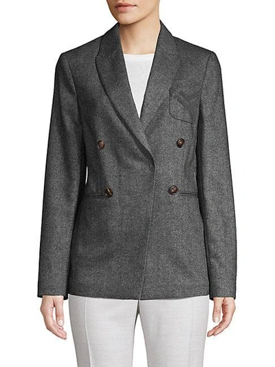 Brunello Cucinelli Double-breasted Wool & Cashmere Pilot Jacket In Grey