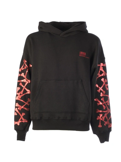 Amiri Logo Printed Hoodie In Blr Black Red ModeSens