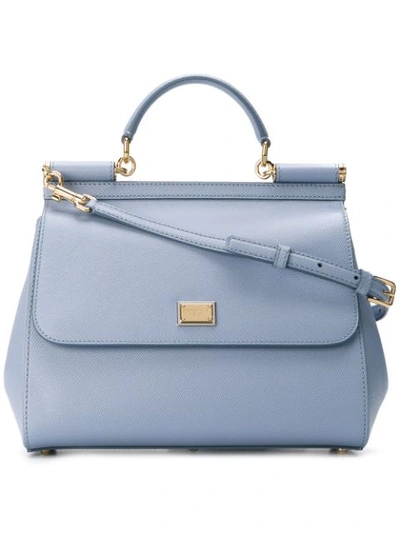 Dolce & Gabbana Large Sicily Shoulder Bag In Blue