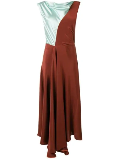 Roksanda Two-tone Silk-satin Crepe Midi Dress In Red
