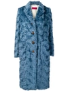 The Gigi Single-breasted Shearling Coat In Blue