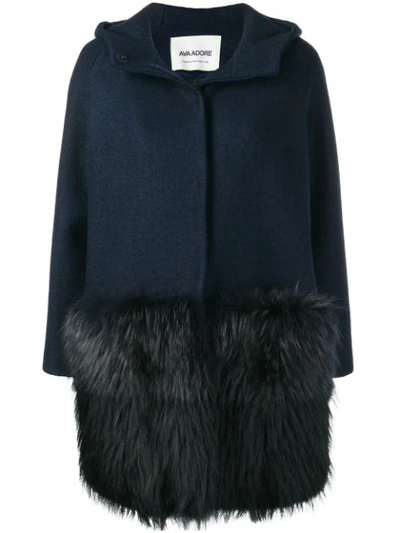 Ava Adore Fur Detail Hooded Coat - Blue