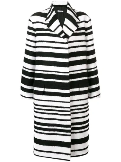 Krizia Striped Single Breasted Coat - Black