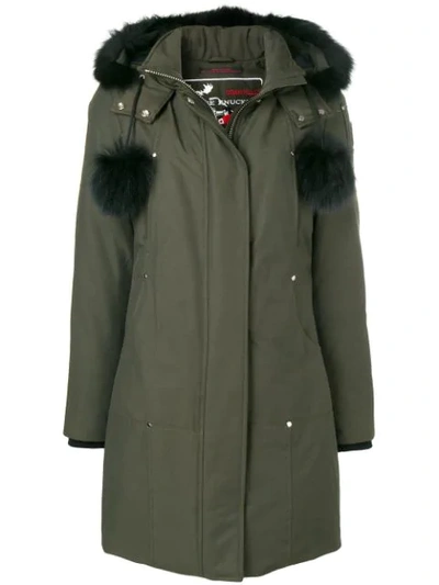 Moose Knuckles Hooded Padded Coat In 775 Army Green