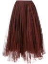 Marc Le Bihan Tulle Midi Skirt In Red