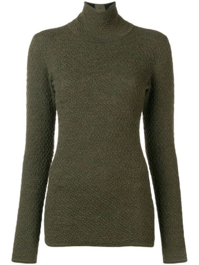 Victoria Beckham Textured Knit Roll Neck Sweater - Green