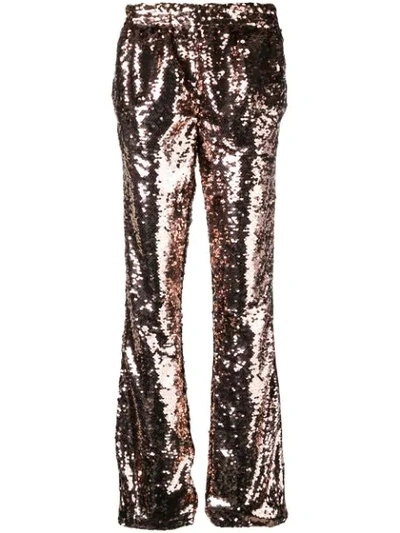 Faith Connexion Sequin Side Logo Flared Track Pants In Cuivre
