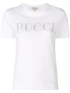 Emilio Pucci Crystal Embellished Logo T-shirt In White