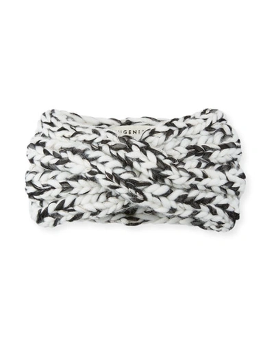 Eugenia Kim Lula Metallic Knit Ear Warmer Headband In White/black