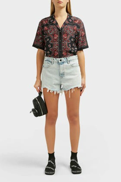 Alexander Wang T Alexanderwang.t Bite Denim Shorts In Marbled Bleach