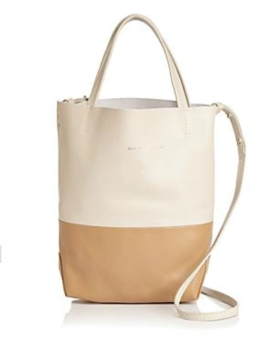 Alice.d Small Color-block Leather Tote In Cream/camel/gold