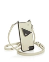Bandolier Leather Iphone Crossbody In Ivory/silver
