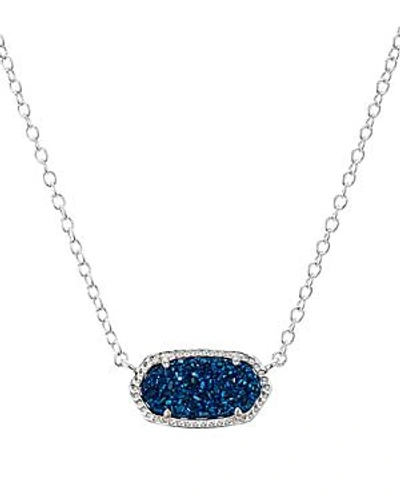 Kendra Scott Elisa Drusy Necklace, 15 In Rhodium/blue Drusy