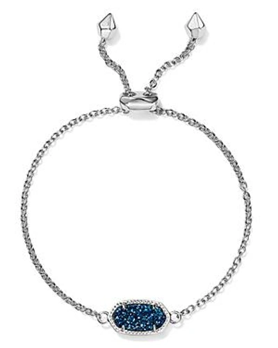 Kendra Scott Elaina Drusy Bracelet In Rhodium/blue Drusy