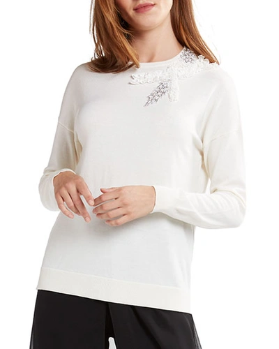 Elie Tahari Lael Embellished Merino Wool Sweater In Stargazer