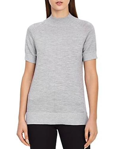 Reiss Wool Blend Metallic Short Sleeve Sweater In Grey