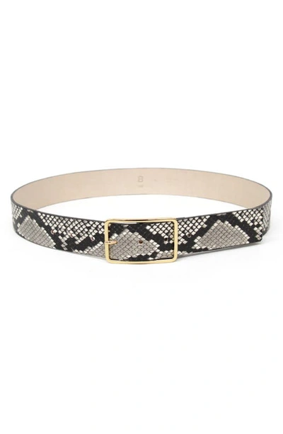 B-low The Belt Milla Python Embossed Leather Belt In White/ Gold