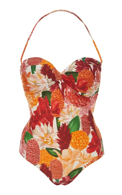 Água De Coco Floral-print Stretch-crepe Swimsuit