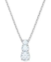 Swarovski Silver-tone Triple-crystal Pendant Necklace, 14-4/5" + 2" Extender In White